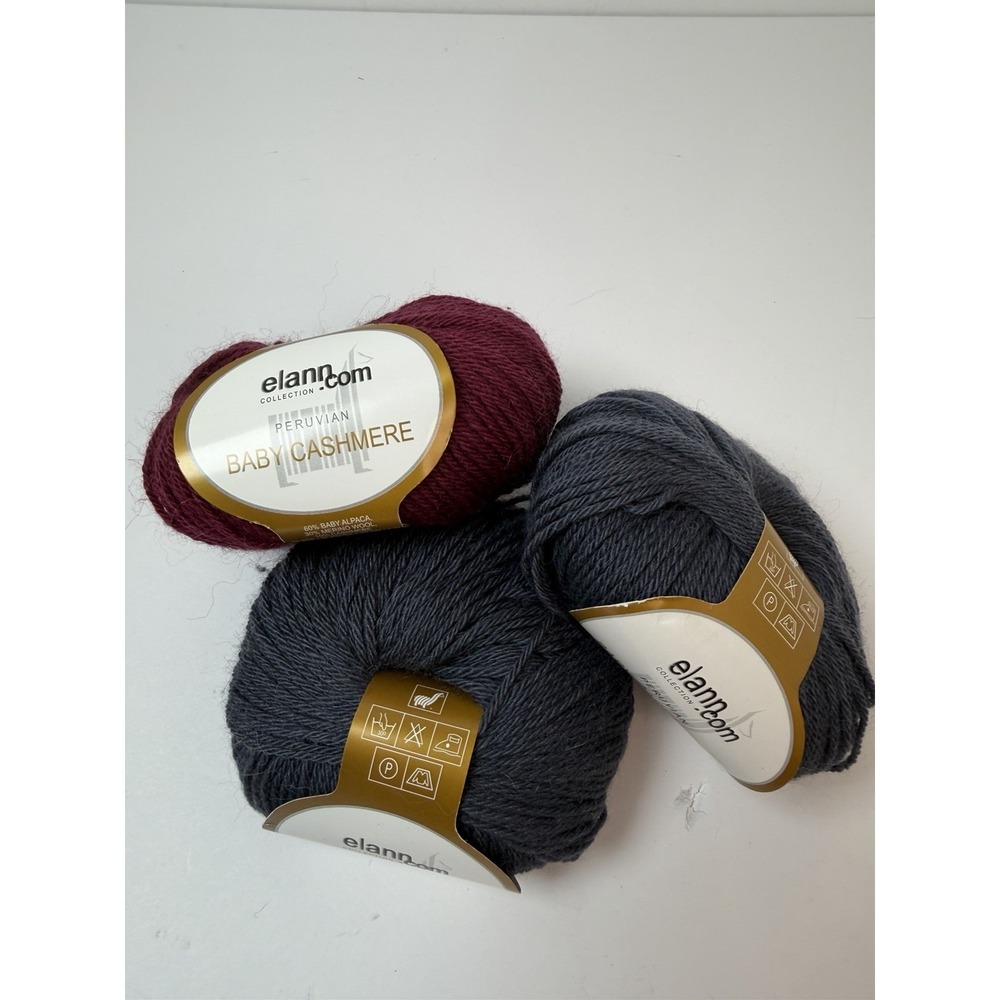 3 Balls Elann Collection Peruvian Baby Cashmere Yarn Alpaca Merino